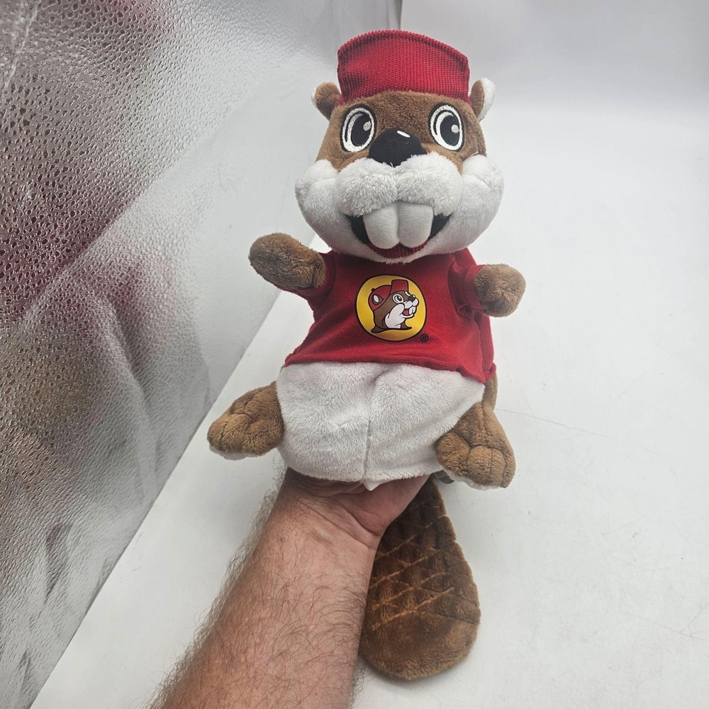 Buc-ee's Bucky Beaver Puppet Plush Stuffed Small Brown Red Shirt Washable Cute